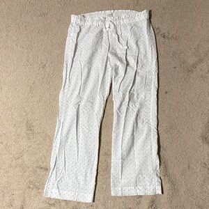J. Crew White Pajama Pants with Blue Dots
